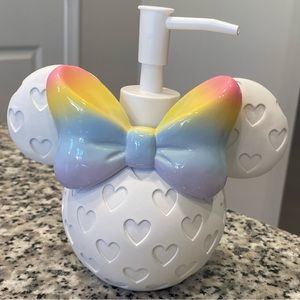 Disney Minnie Mouse Soap Dispenser White Heart Printed with Pastel Bow